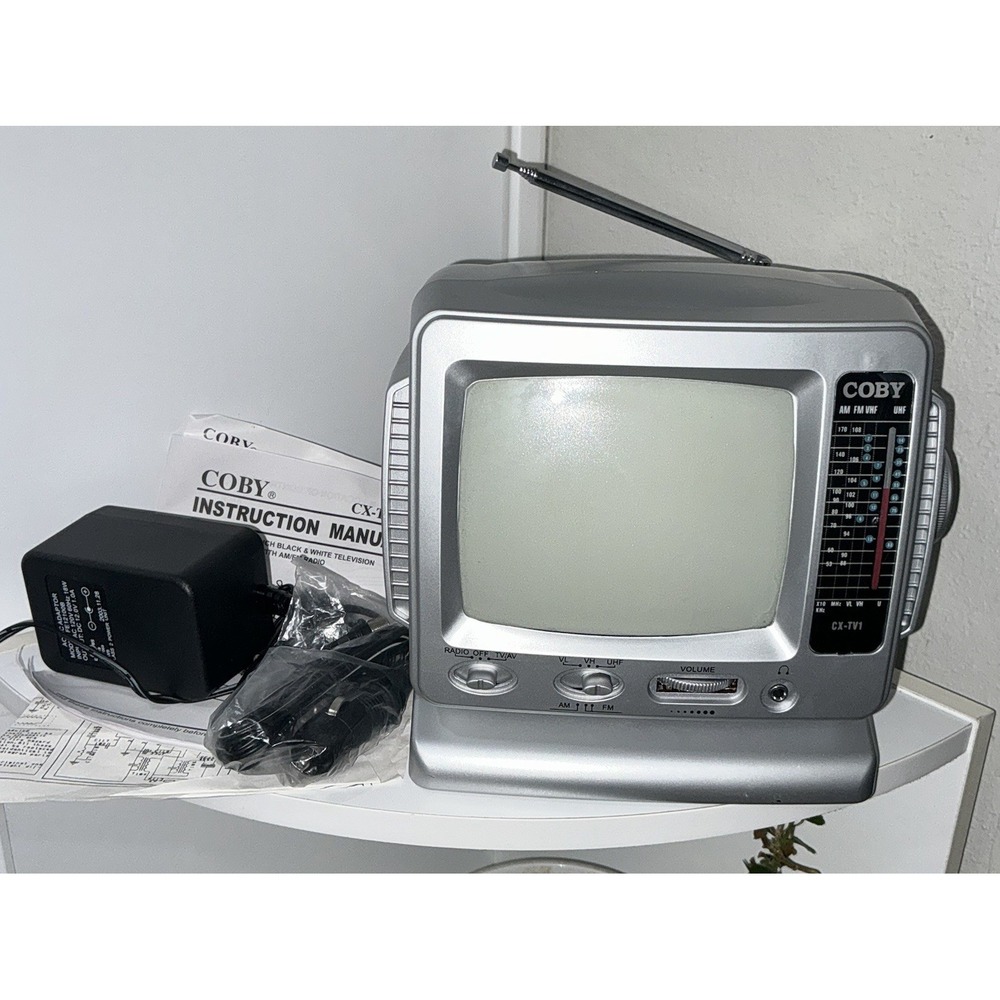 Coby CX-TV1  5" Analog CRT Portable Television With AM FM Radio Car Boat Gamer